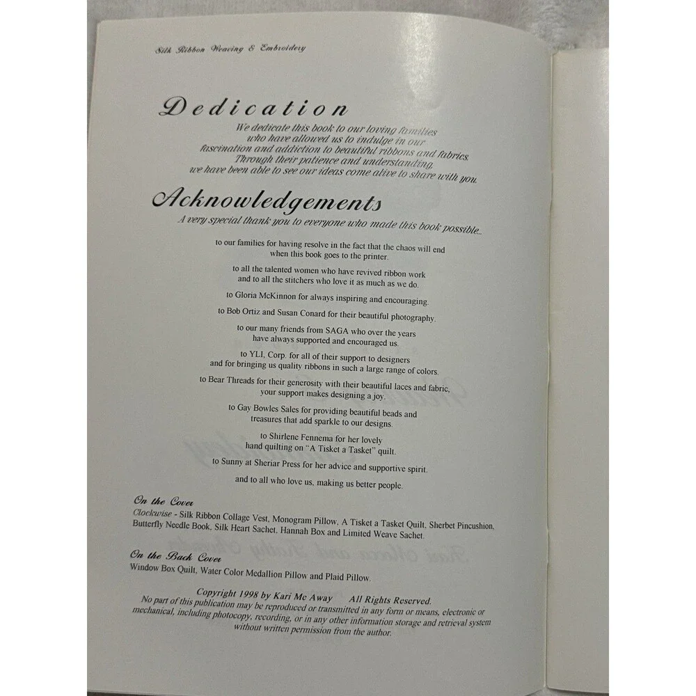 Silk Ribbon Weaving Embroidery Pattern Book Kari Mecca Kathy Awender Vintage